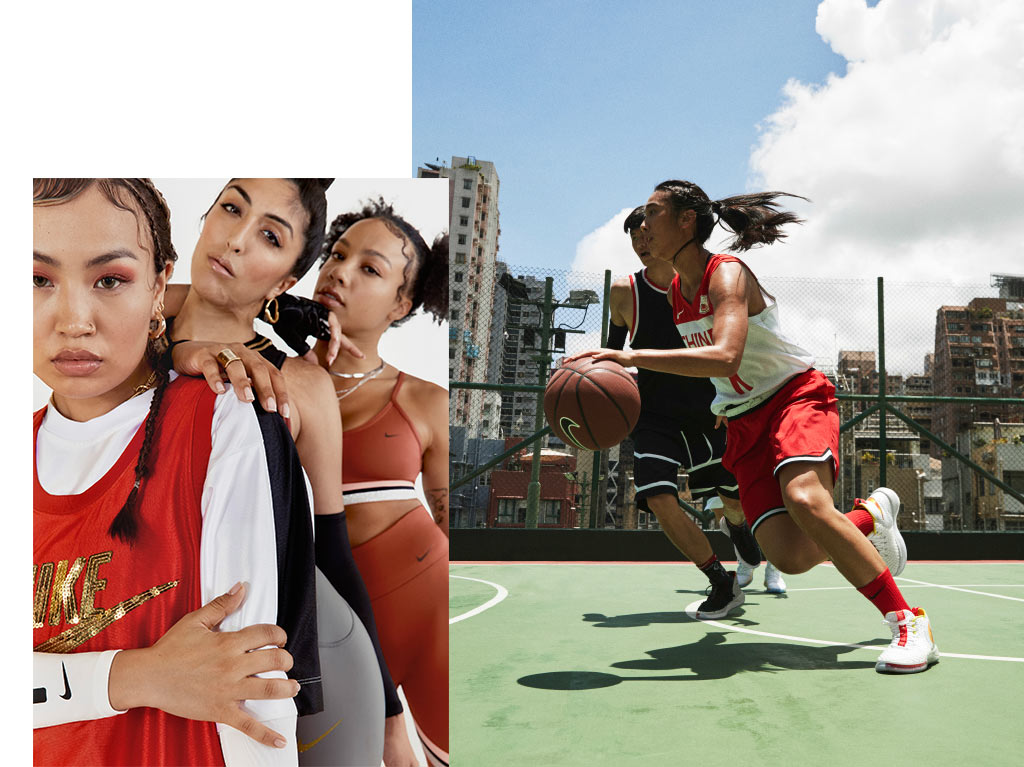 Filles jouant au basketball avec des vêtements Nike